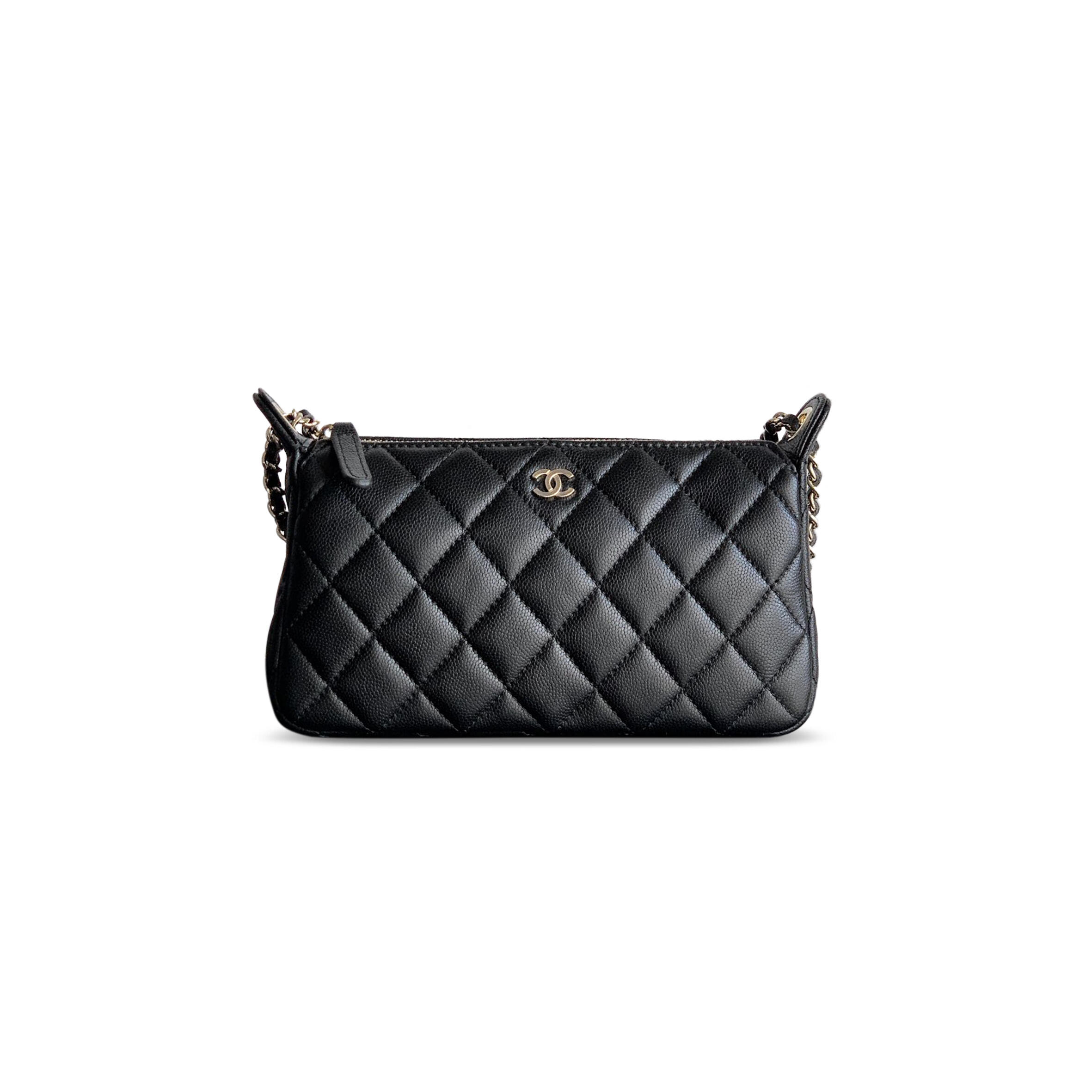 Ch**el grained calfskin 25b clutch with chain bag as4704 (21*12*5.5cm)